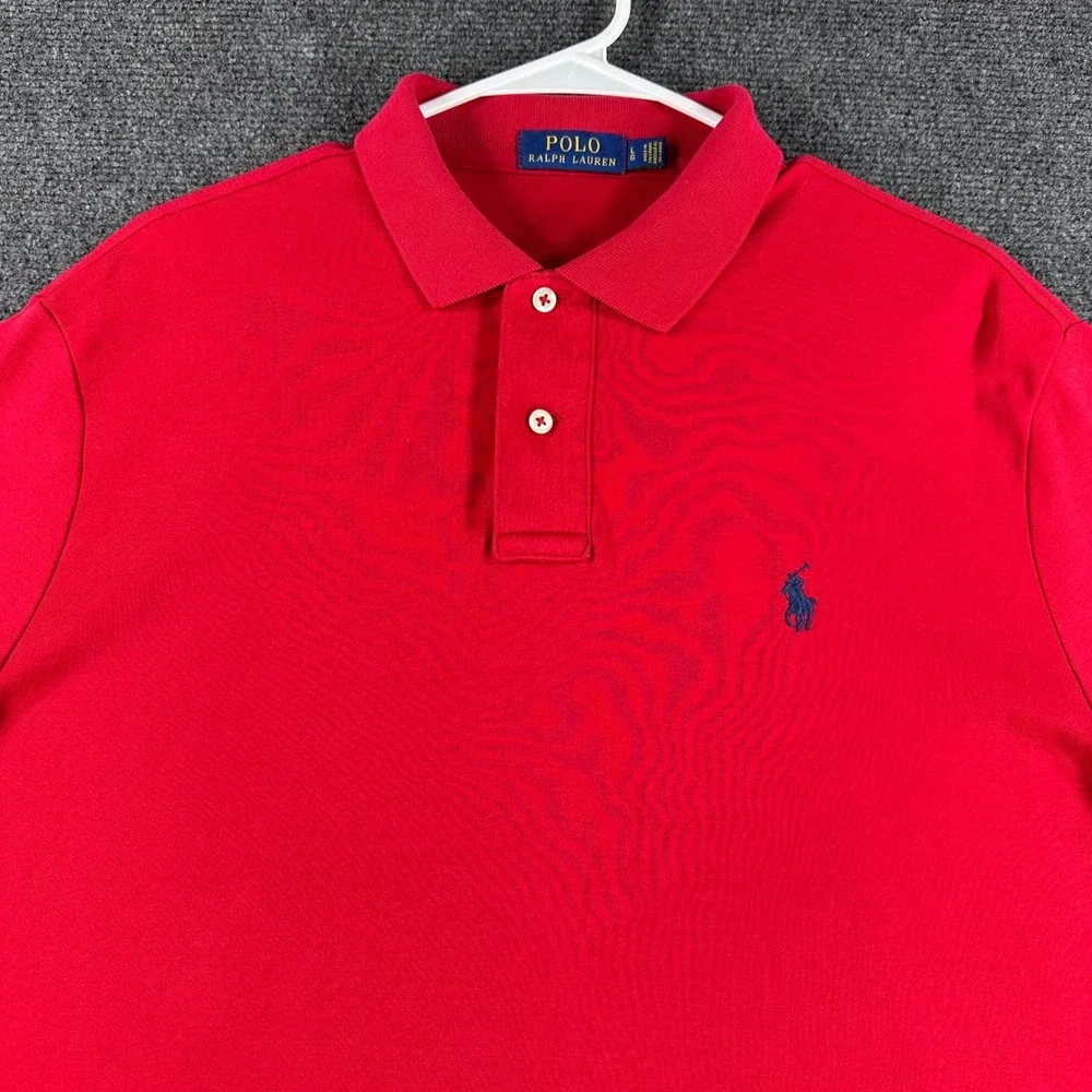 Polo Ralph Lauren Polo Shirt Mens L Large Red Short Sleeve Pony Logo Cotton